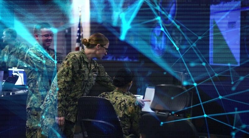 A graphic shows the watch floor of Navy Fleet Cyber Command. Photo Credit: Oliver Elijah Wood, Navy