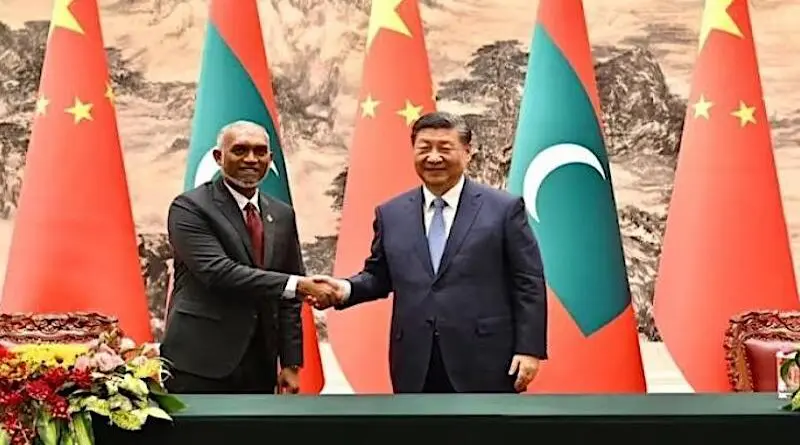 The Maldives' President Mohamed Muizzu with China's President Xi Jinping. Photo Credit: China Embassy In US