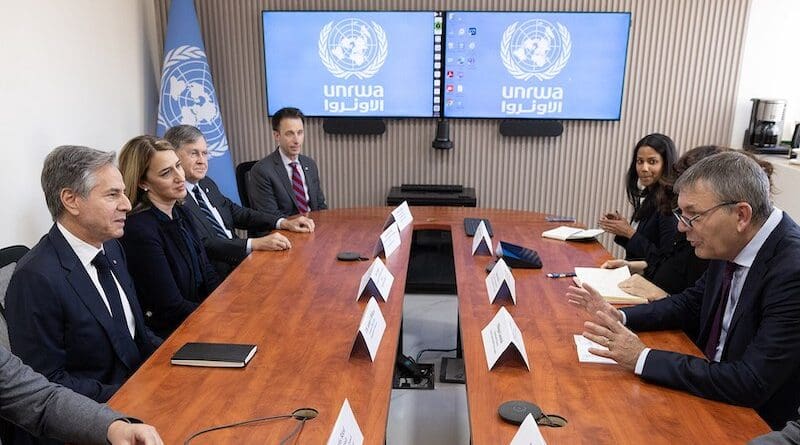 File photo of US Secretary Antony Blinken with UNRWA Commissioner-General Philippe Lazzarini in Amman, Jordan. Photo Credit: US State Department