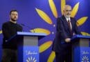 Ukraine's President Volodymyr Zelenskyy during a joint press conference with Prime Minister of Albania Edi Rama following the Ukraine – South East Europe Summit in Tirana. Photo Credit: Ukraine Presidential Press Service