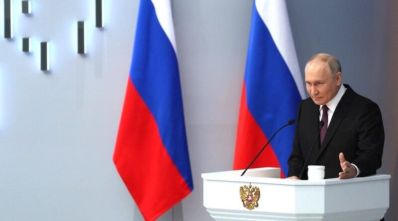 Russia's President Vladimir Putin addresses the Federal Assembly. Photo Credit: Kremlin.ru