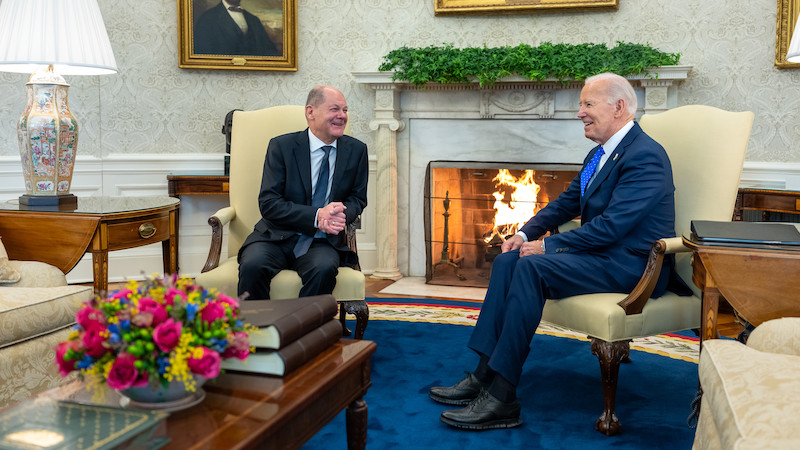 Germany's Chancellor Olaf Scholz with US President Joe Biden at the White House. Photo Credit: The White House