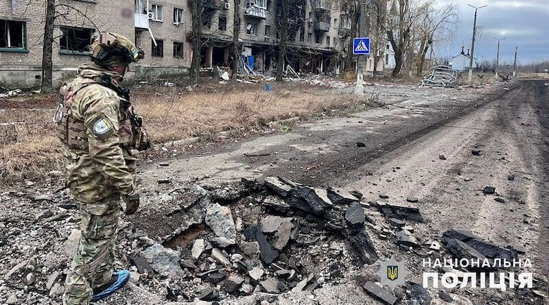 File photo of damaged buildings in Avdiivka, Ukraine. Photo Credit: National Police of Ukraine