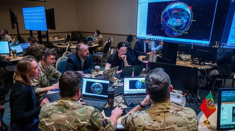 U.S. and partner nations work together to solve challenging space scenarios during Global Sentinel 2024, an annual exercise focused on combined space operations, at Vandenberg Space Force Base, Calif., Feb. 15, 2024. Photo Credit: Space Force Tech. Sgt. Luke Kitterman