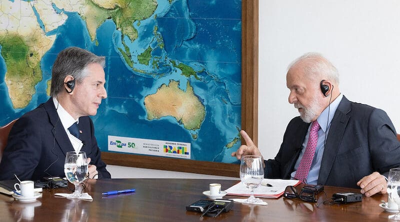 Secretary Antony J. Blinken meets with Brazilian President Luiz Inácio Lula da Silva in Brasilia, Brazil, February 21, 2024. (Official State Department photo by Chuck Kennedy)