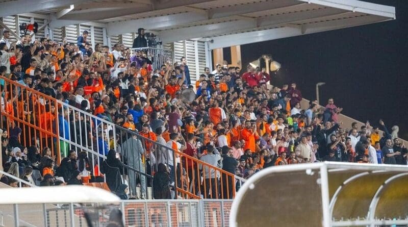 Al Safa fans celebrate during a local match. Photo: Twitter / @ESOHumanRightsE