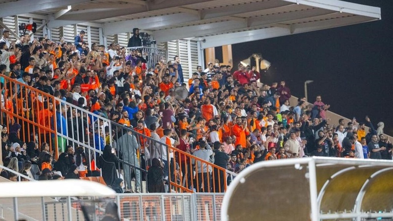Al Safa fans celebrate during a local match. Photo: Twitter / @ESOHumanRightsE