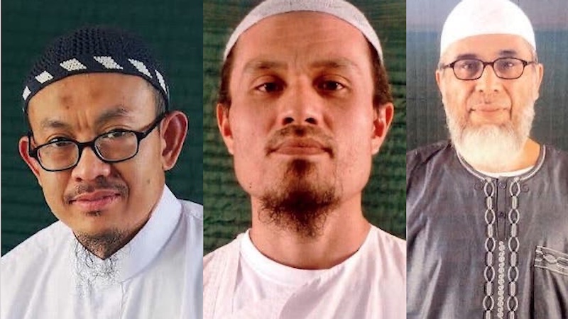 Mohammed Farik Bin Amin, Mohammed Nazir Bin Lep and Hambali (Riduan Isamuddin), photographed at Guantánamo.