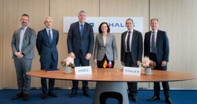 Executies from Indra and Thales sign collaboration agreement. Photo Credit: Indra