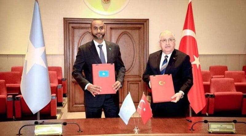 Somalia's Minister of Defense Abdulkadir Mohamed Nur with Turkey's Minister of Defense Yasar Guler, on Feb. 8, 2024. Photo Credit: X