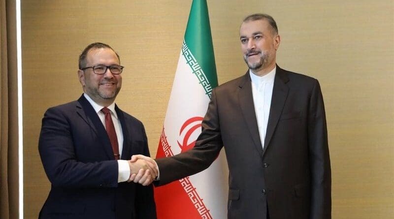 Venezuela's Foreign Minister Yvan Gil Pinto with Iranian Foreign Minister Hossein Amirabdollahian. Photo Credit: Tasnim News Agency