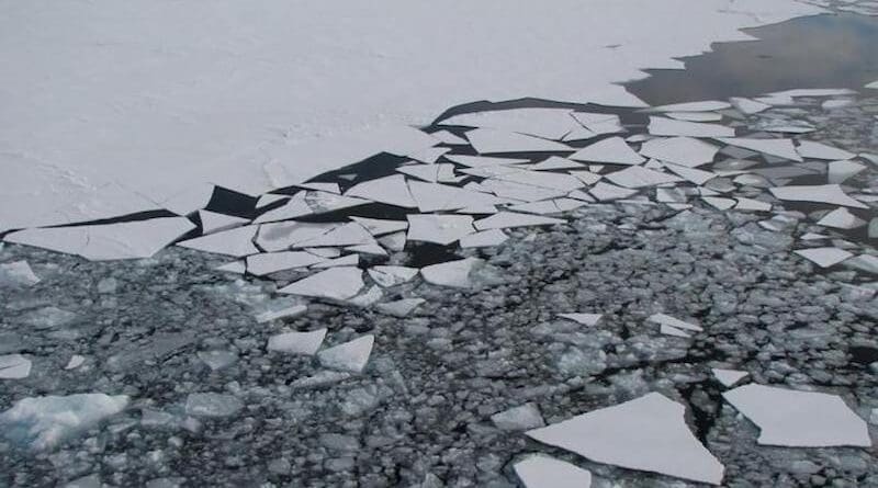 Ice breaking up on the surface of the Arctic Ocean. CREDIT: Provided by Melissa Gervais/Penn State