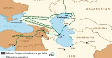 Locations of Kazakhstan's Tengiz, Karachaganak, And Kashagan. Credit: EIA, U.S. Energy Information Administration, U.S. State Department, IHS EDIN, KazMunaiGas, Transneft, CPC, BP, OGJ