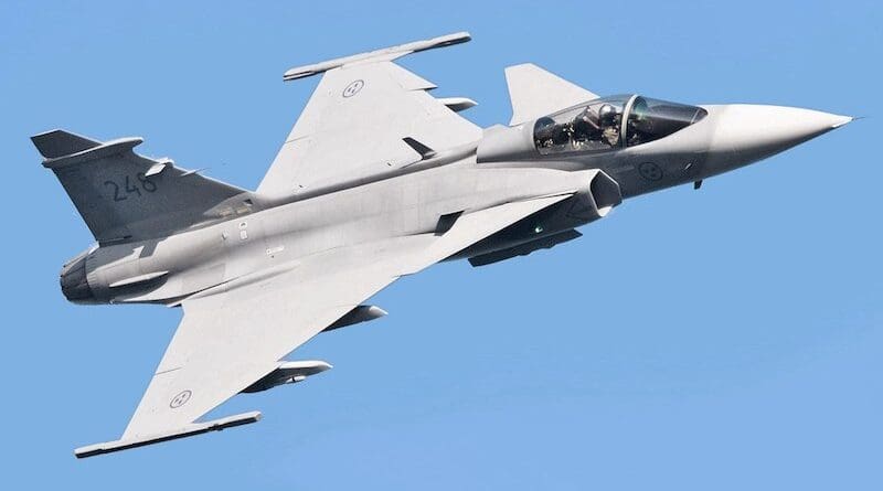 Swedish-made Gripen fighter jet. Photo Credit: Tuomo Salonen, Wikipedia Commons