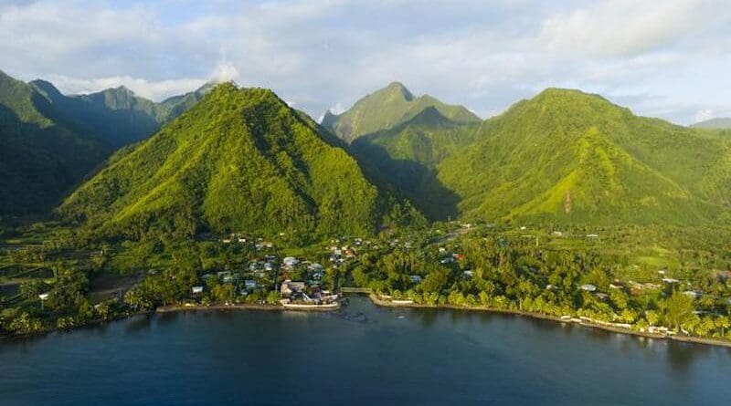 The community of Teahupo’o, Tahiti, is concerned that coastal development to support the 2024 Olympic surfing event will impose harmful ecological impacts on their local coral reefs. The development is also altering and hardening the shoreline to provide new pathways to access the lagoon for boat transport to the judging tower. CREDIT: Todd Glaser