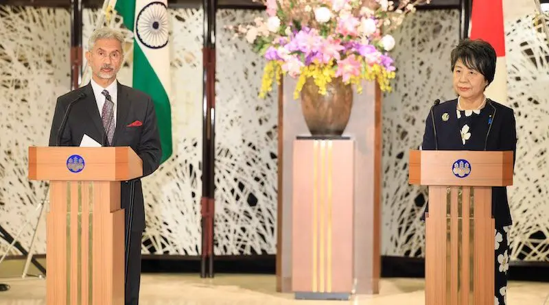 India's Foreign Minister Subrahmanyam Jaishankar with Japan's Foreign Minister Kamikawa Yoko. Photo Credit: Office India FM