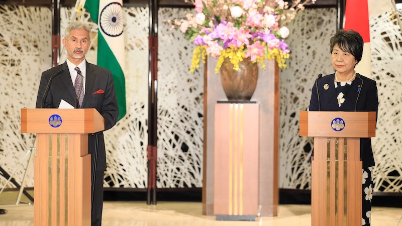 India's Foreign Minister Subrahmanyam Jaishankar with Japan's Foreign Minister Kamikawa Yoko. Photo Credit: Office India FM