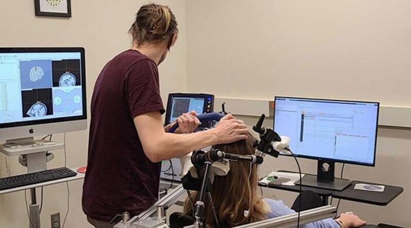 Researchers using non-invasive neuromodulation, a technique that has shown promising results in reducing symptoms of depression, Alzheimer’s disease, and Parkinson’s disease. CREDIT: Opitz Lab, University of Minnesota Twin Cities