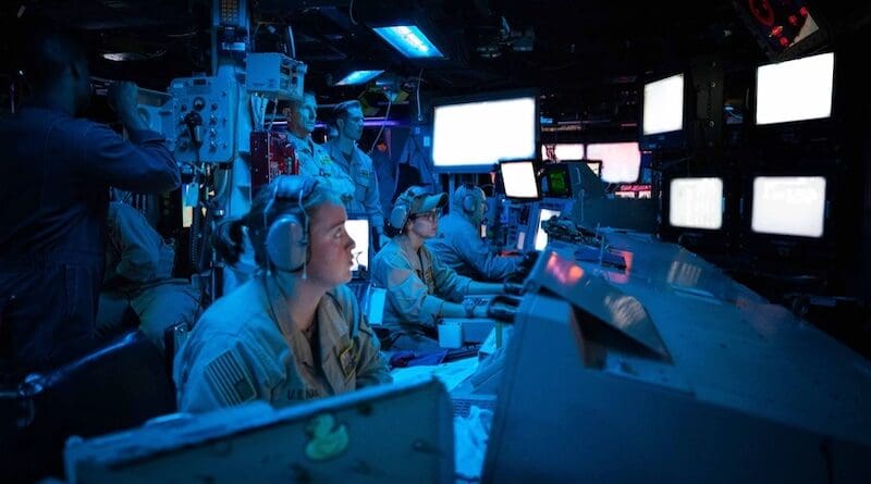 File photo of sailors assigned to the Arleigh Burke-class guided-missile destroyer USS Carney (DDG 64) stand watch in the ship’s Combat Information Center during an operation to defeat a combination of Houthi missiles and unmanned aerial vehicles. Photo Credit: Petty Officer 2nd Class Aaron Lau, U.S. Naval Forces Central Command