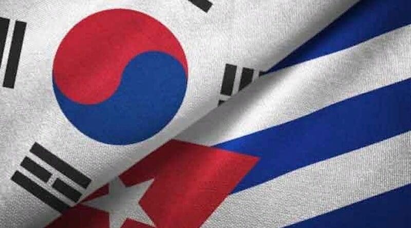 Flags of South Korea and Cuba. Photo Credit: Radio Havana