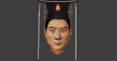 The facial reconstruction of Emperor Wu who was ethnically Xianbei CREDIT: Pianpian Wei