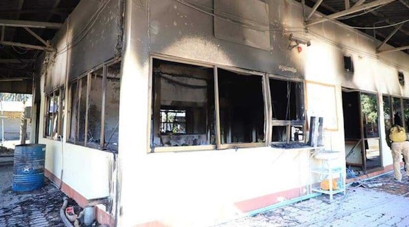 A store selling electrical appliances and household goods in Yala city was one of the buildings damaged in arson attacks on March 22, 2024. Photo Credit: Handout/Thai police