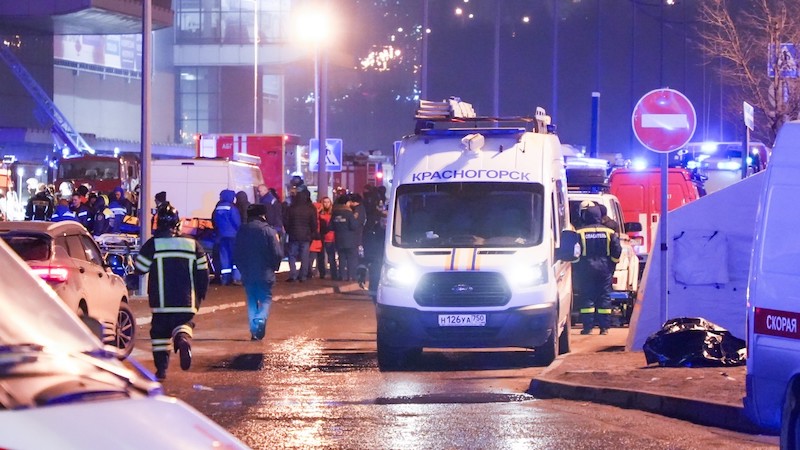 Aftermath of terrorist attack at the Crocus City Hall in Moscow, Russia. Photo Credit: Пресс-служба Губернатора Московской области, Wikipedia Commons