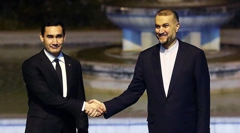 Turkmenistan's President Serdar Berdimuhamedow with Iranian Foreign Minister Hossein Amirabdollahian. Photo Credit: Tasnim News Agency