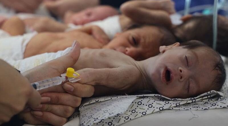 Babies at the Al-Shifa hospital are prepared for evacuation. Photo Credit: UNICEF/Eyad El Baba