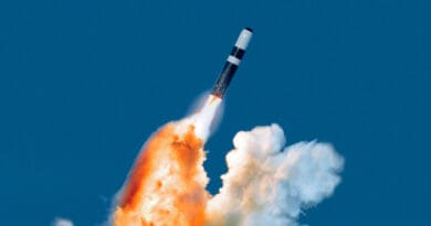 File photo of a Trident II missile being launched from a submerged Royal Navy submarine. Photo Credit: Lockheed Martin, DOD, Wikipedia Commons