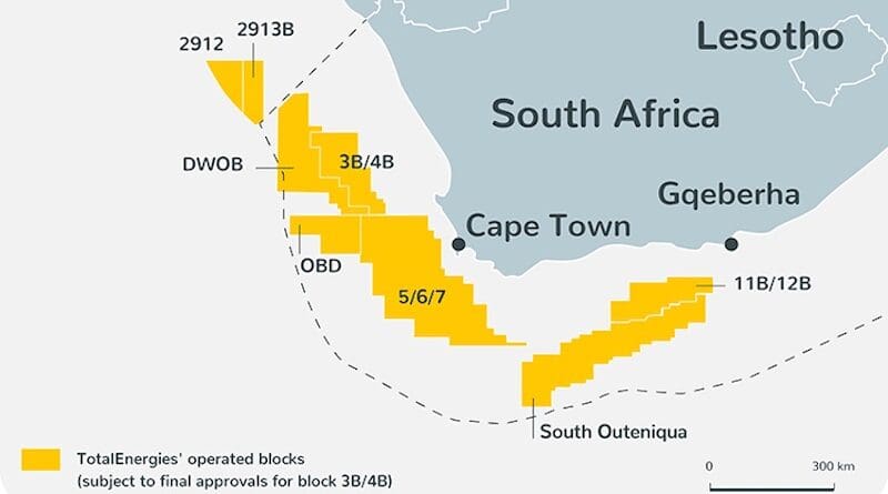 TotalEnergies's operated blocks offshore South Africa. Credit: TotalEnergies
