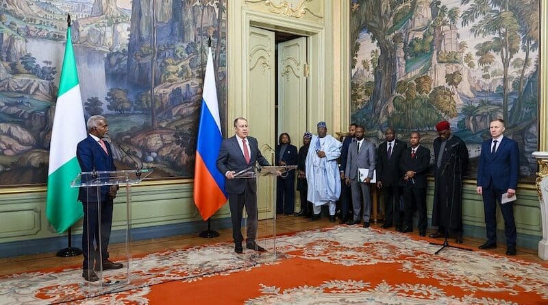 Nigeria's Foreign Minister Yusuf Maitama Tuggar and Russia's FM Sergey Lavrov during media conference, March 6, 2024. (photo supplied)