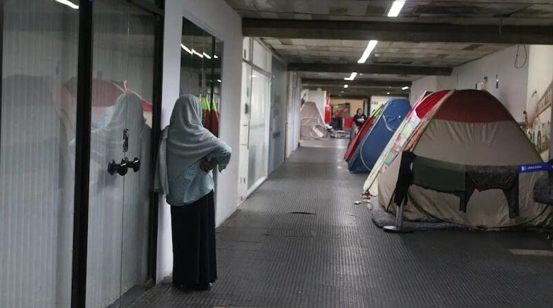Afghans camped at the São Paulo airport in Brazil. Photo Credit: Rovena Rosa, Agencia Brasil