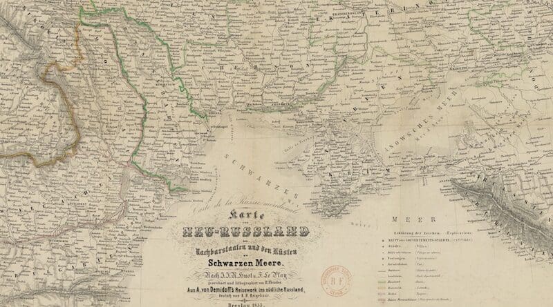 Detail of a historical German map of Novorossiya 1855. Credit: Wikipedia Commons