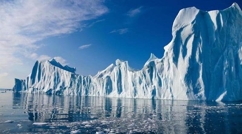 Icebergs as seen from a boat in Ilulissat Icefjord. CREDIT: Mark Carey