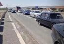 Protests ground traffic to a halt on the Yerevan-Gyumri highway in Armenia on April 28. Photo Credit: RFE/RL