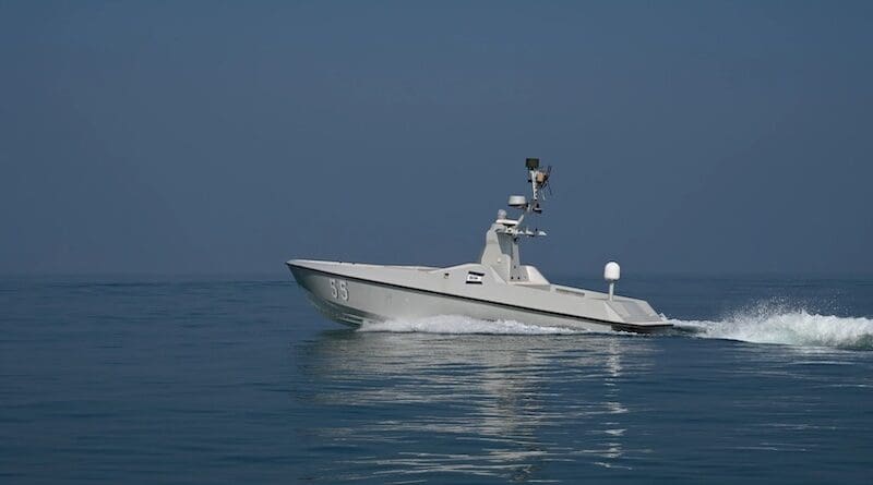 An L3Harris Arabian Fox MAST-13 unmanned surface vessel (USV) in the Arabian Gulf. Photo Credit: Petty Officer 1st Class Anita Chebahtah, U.S. Naval Forces Central Command / U.S. 5th Fleet