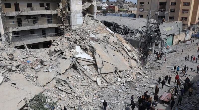 A residential block in the Al-Shaboura neighborhood in the city of Rafah, lies in ruins. Photo Credit: UN News/Ziad Taleb