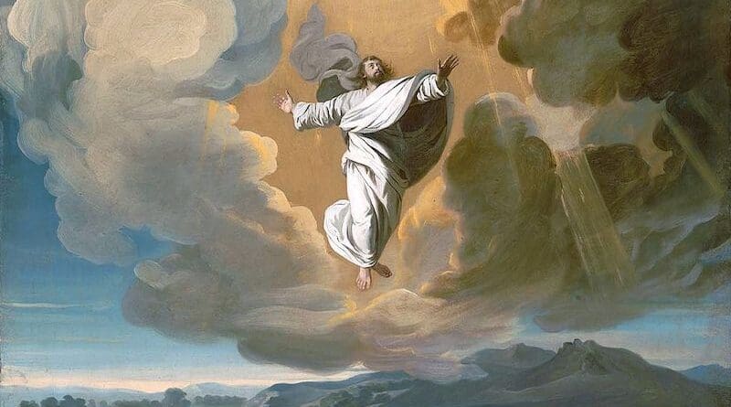 Detail of Jesus' ascension to Heaven depicted by John Singleton Copley. Credit: Wikipedia Commons