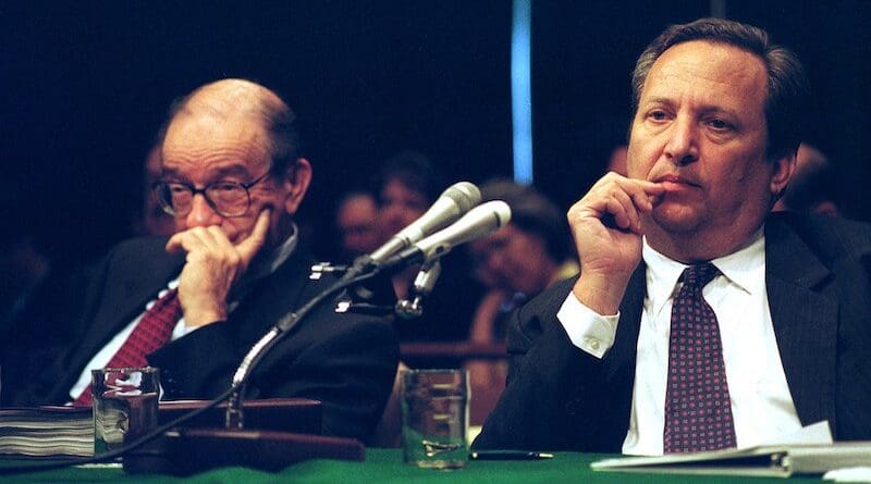 Alan Greenspan and Lawrence Summers. Photo Credit: US Department of the Treasury, Wikimedia Commons