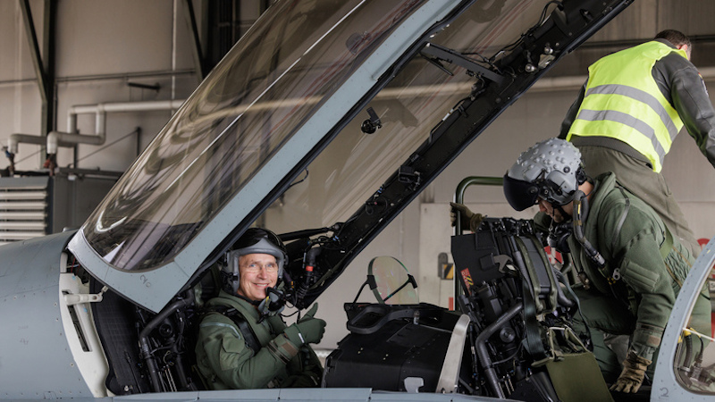 NATO Secretary General Jens Stoltenberg visits the 73 Tactical Air Wing in Laage, Mecklenburg-Western Pomerania and prepares for a flight in a Eurofighter. Photo Credit: NATO