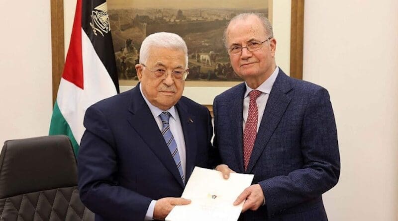 Palestinian Authority President Mahmoud Abbas with Mohammad Mustafa. Photo Credit: WAFA news agency
