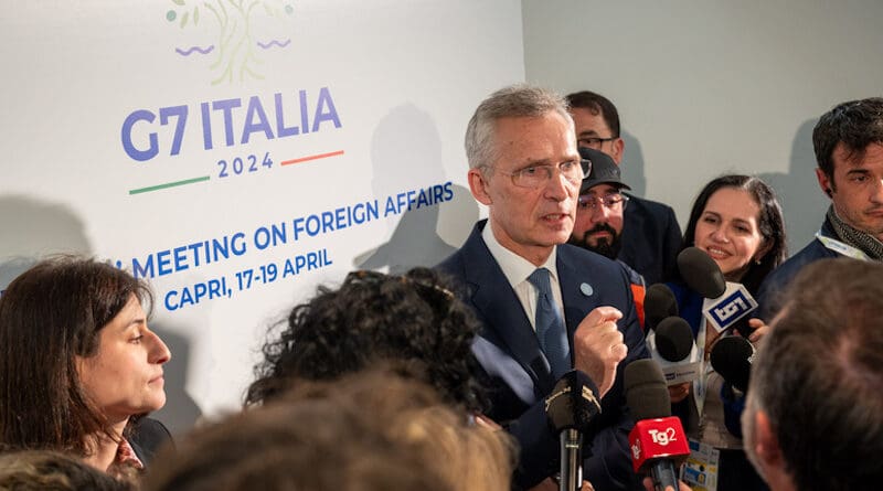 Doorstep statement by NATO Secretary General Jens Stoltenberg ahead of the G7 meeting. Photo Credit: NATO