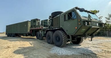 The U.S. Mid-Range Capability (MRC) Launcher arrives for deployment in Northern Luzon during the Salaknib drills involving Philippine and U.S. troops, April 8, 2024. U.S. Army photo by Capt. Ryan DeBooy