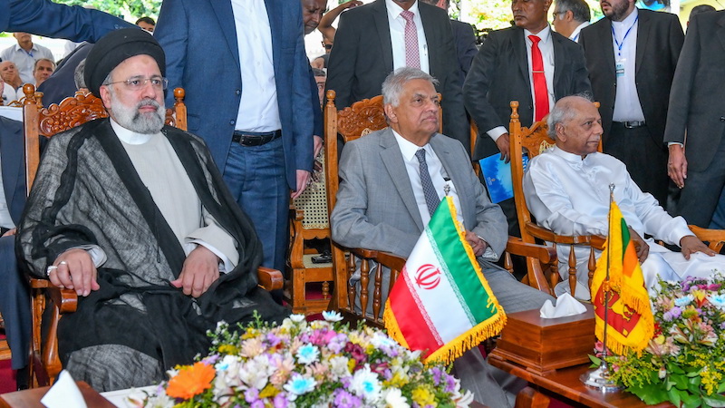 Iran's President Ebrahim Raisi with Sri Lanka's President Ranil Wickremesinghe. Photo Credit: Sri Lanka Presidential Press Service