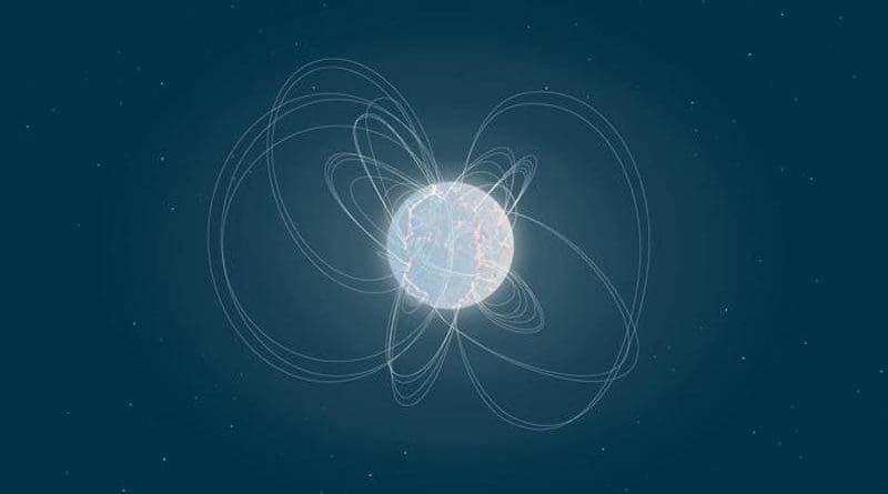 Artist's impression of a magnetar. Magnetars are the cosmic objects with the strongest magnetic fields ever measured in the Universe. CREDIT: © ESA