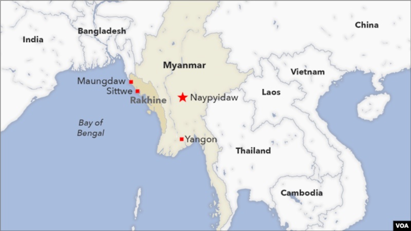 Location of Myanmar. Credit: VOA map