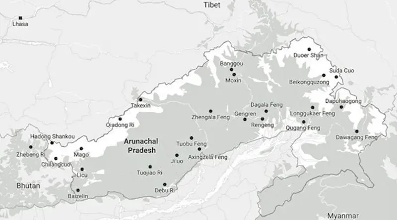 Locations in Arunachal Pradesh renamed by China. Credit: RFA
