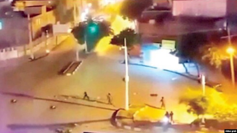 A video grab from video of deadly violence in Chabahar, Iran on April 4. Photo Credit: RFE/RL