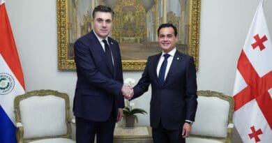 Georgia's Minister of Foreign Affairs Ilia Darchiashvili with Paraguay's Minister of Foreign Affairs Rubén Ramírez Lezcano. Photo Credit: Georgia's Ministry of Foreign Affairs, X
